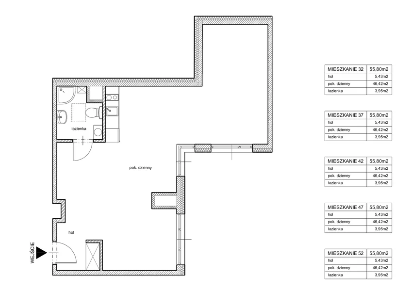 Mieszkanie 56,33 m², piętro 3, oferta nr 42, House Pack, Katowice, Śródmieście, ul. Chopina 16